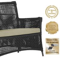 1 Sofá área Externa Igapó Alumínio Marrom Corda Náutica E7 Preto