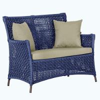 1 Sofá área Externa Igapó Alumínio Marrom Corda Náutica E7 Azul - 1