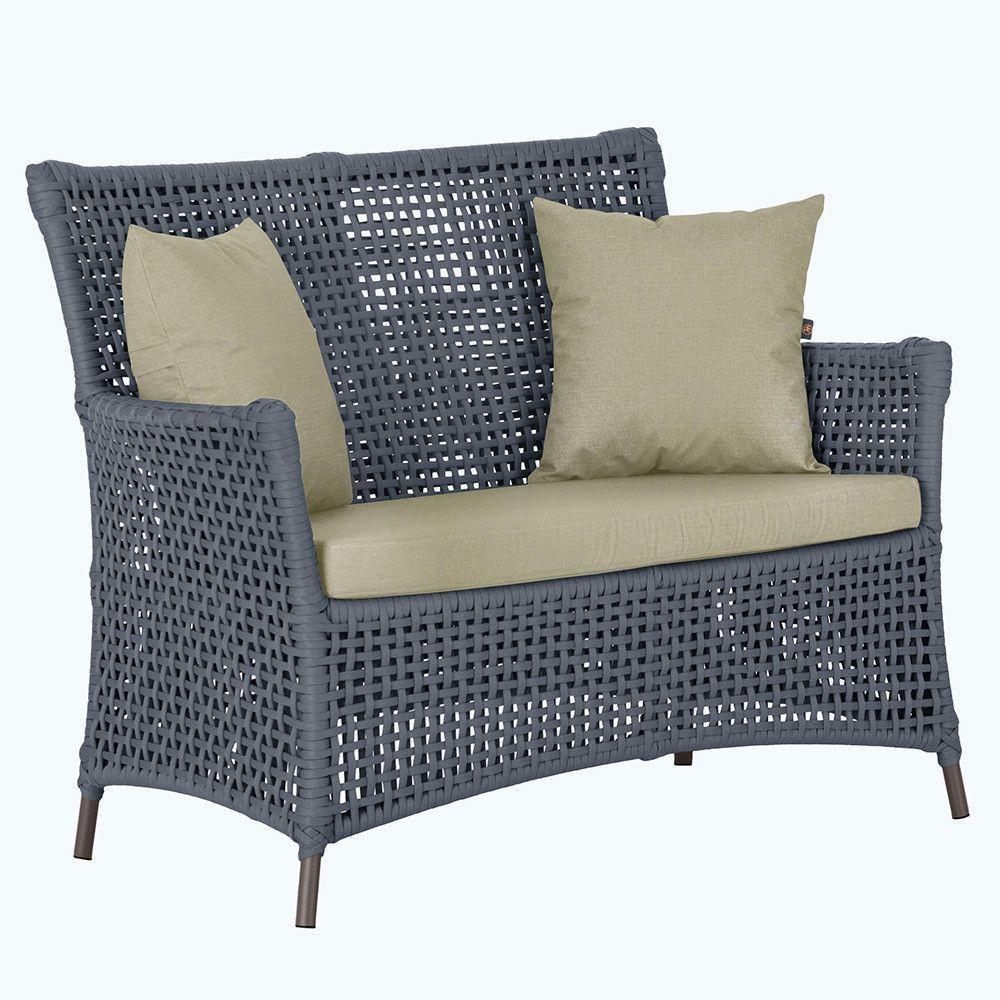 1 Sofá área Externa Igapó Alumínio Marrom Corda Náutica E7 Prata - 1