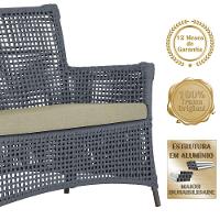1 Sofá área Externa Igapó Alumínio Marrom Corda Náutica E7 Prata - 7