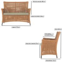 1 Sofá área Externa Igapó Alumínio Marrom Corda Náutica E7 Terra Cota - 9