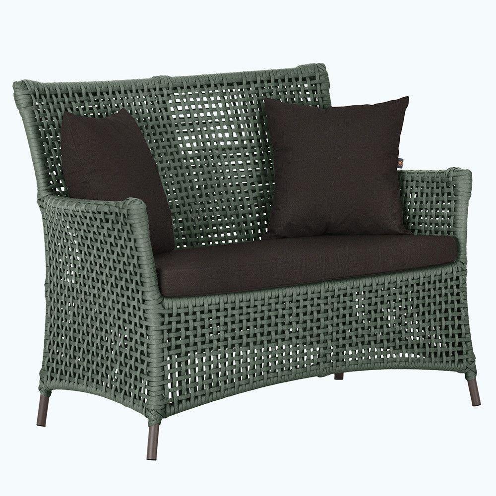 1 Sofá área Externa Igapó Alumínio Marrom Corda Náutica E9 Verde - 1