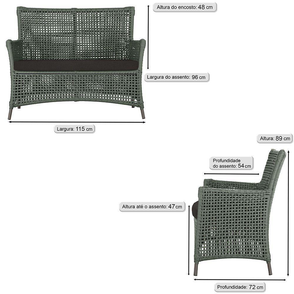 1 Sofá área Externa Igapó Alumínio Marrom Corda Náutica E9 Verde - 5