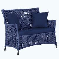 1 Sofá área Externa Igapó Alumínio Preta Corda Náutica E10 Azul - 1