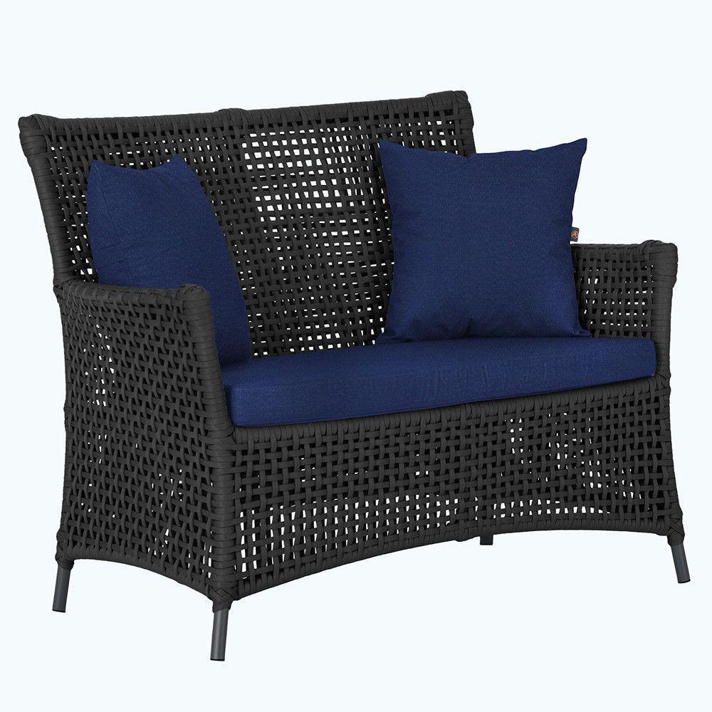 1 Sofá área Externa Igapó Alumínio Preta Corda Náutica E10 Preto - 1