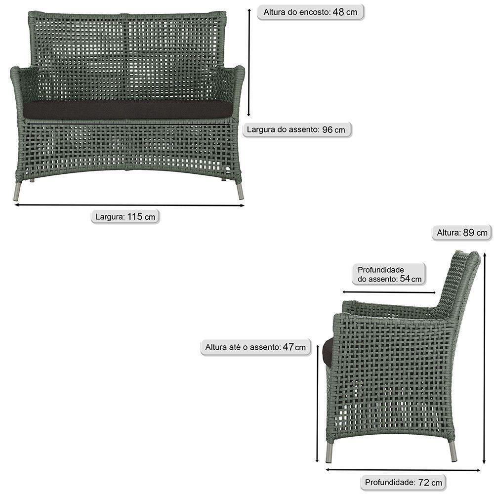 1 Sofá área Externa Igapó Alumínio Fendi Corda Náutica E9 Verde - 2