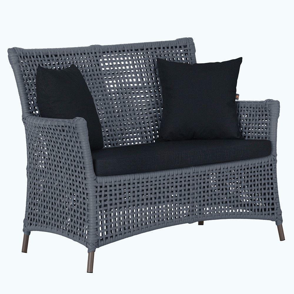 1 Sofá área Externa Igapó Alumínio Marrom Corda Náutica E12 Prata - 1