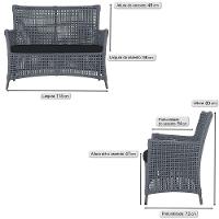 1 Sofá área Externa Igapó Alumínio Marrom Corda Náutica E12 Prata - 5