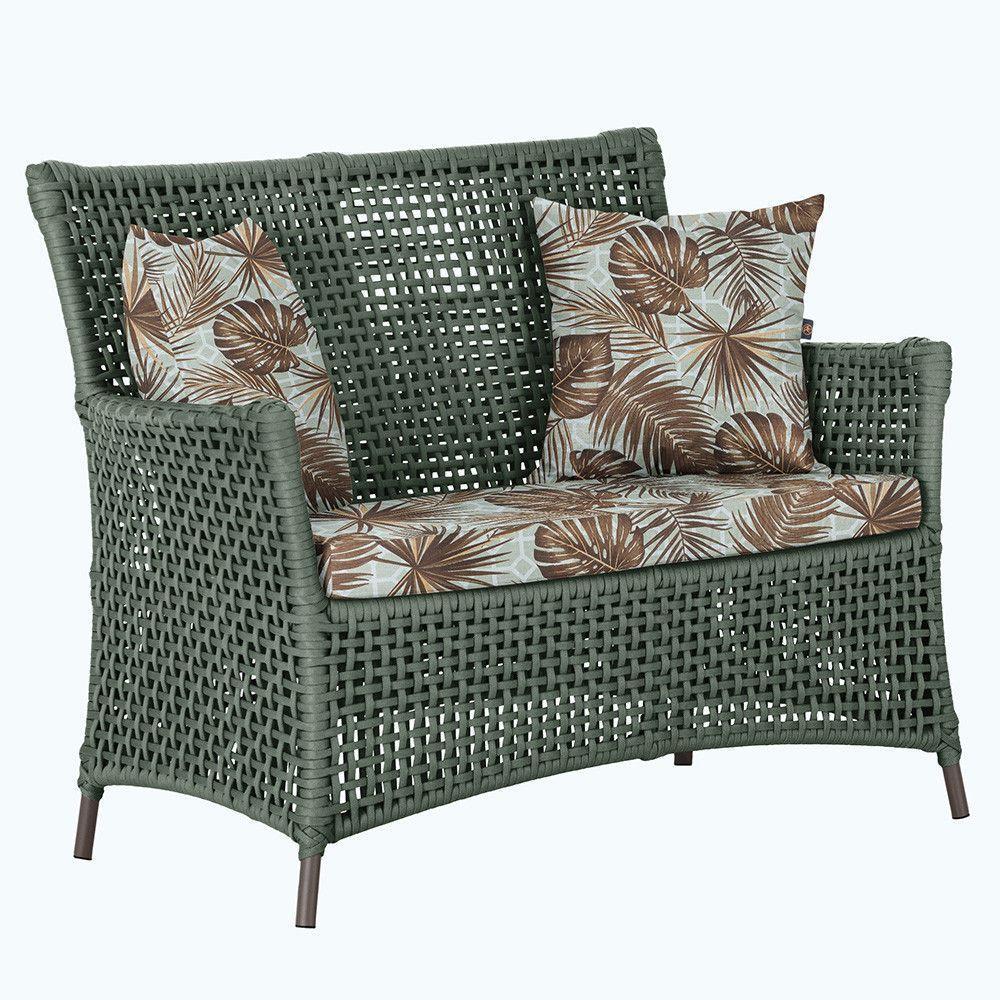 1 Sofá área Externa Igapó Alumínio Marrom Corda Náutica E6 Verde - 1