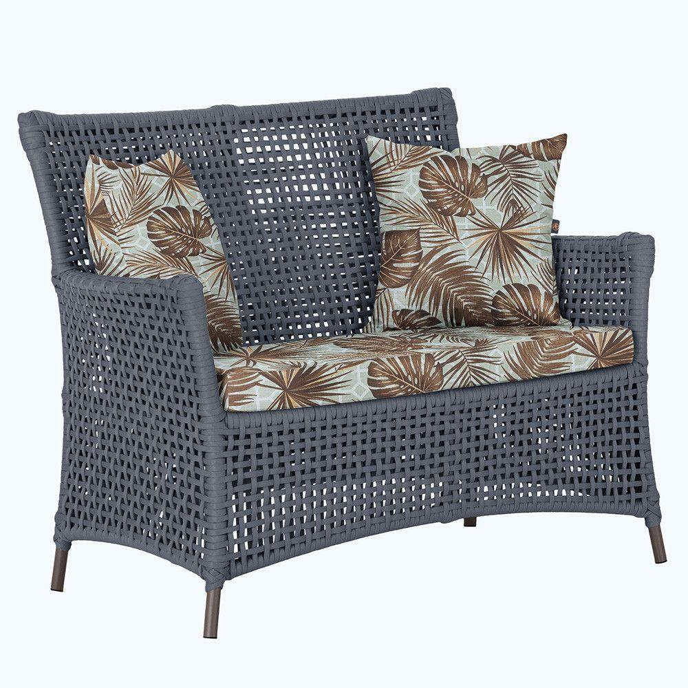 1 Sofá área Externa Igapó Alumínio Marrom Corda Náutica E6 Prata - 1