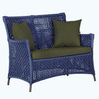 1 Sofá área Externa Igapó Alumínio Marrom Corda Náutica E13 Azul - 1