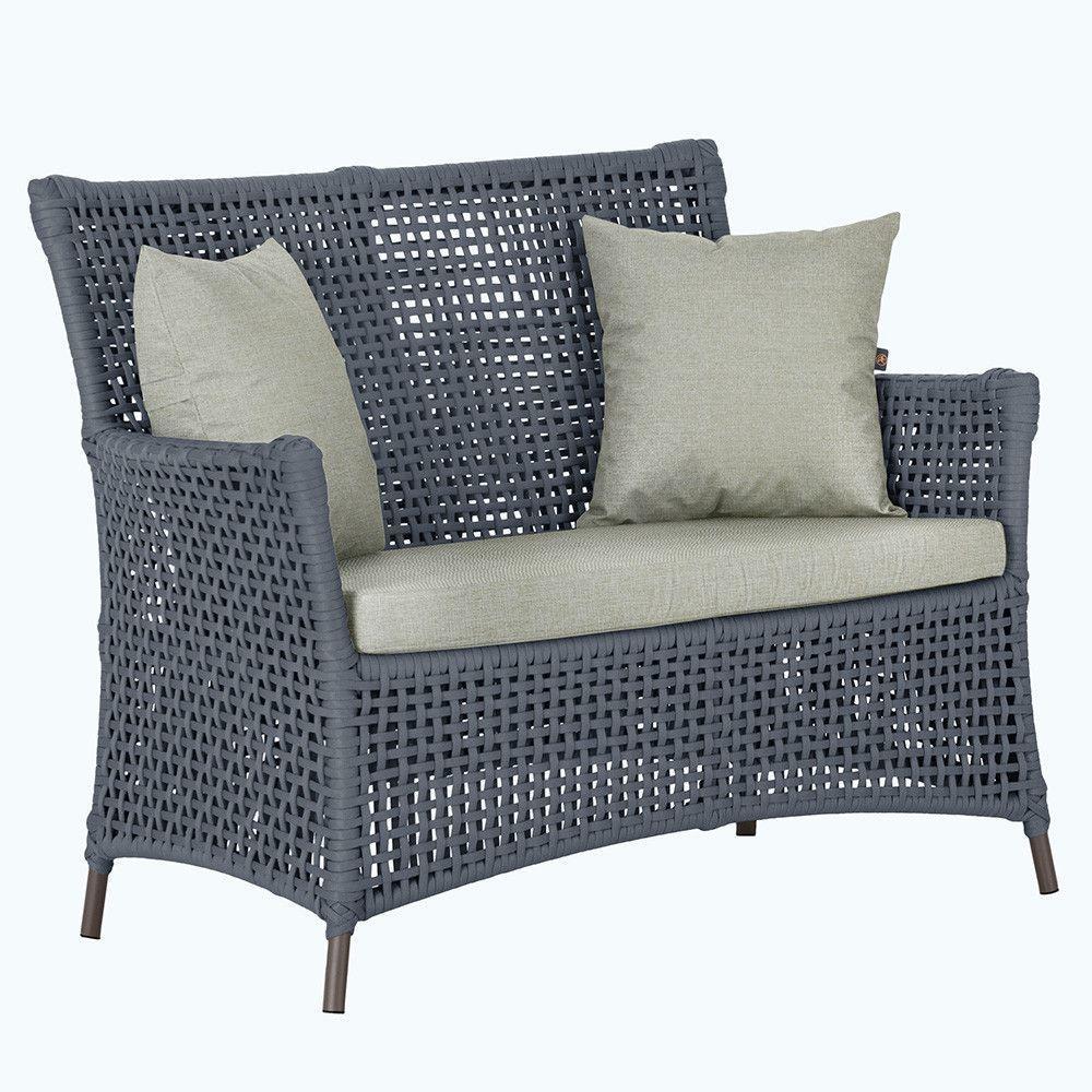 1 Sofá área Externa Igapó Alumínio Marrom Corda Náutica E3 Prata - 1