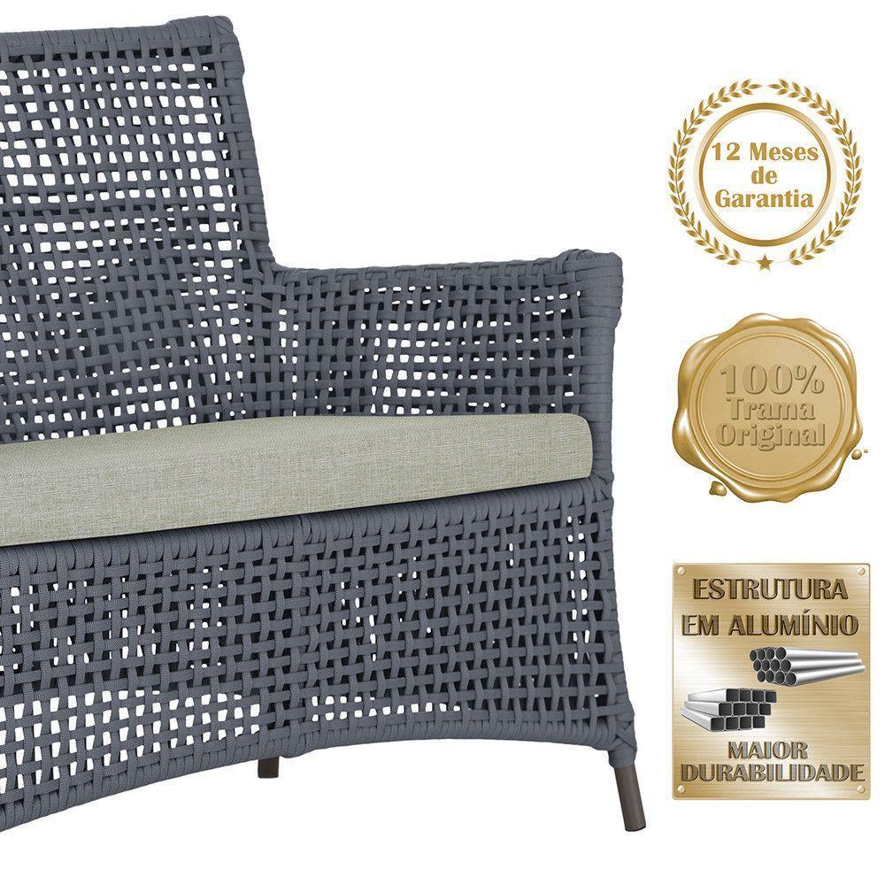 1 Sofá área Externa Igapó Alumínio Marrom Corda Náutica E3 Prata - 5