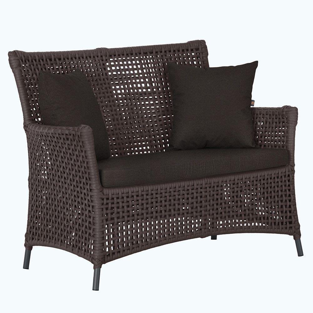 1 Sofá área Externa Igapó Alumínio Preta Corda Náutica E9 Marrom - 1