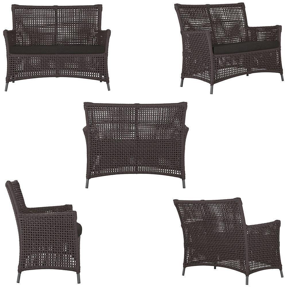 1 Sofá área Externa Igapó Alumínio Preta Corda Náutica E9 Marrom - 3