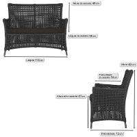 1 Sofá área Externa Igapó Alumínio Preta Corda Náutica E9 Preto - 6