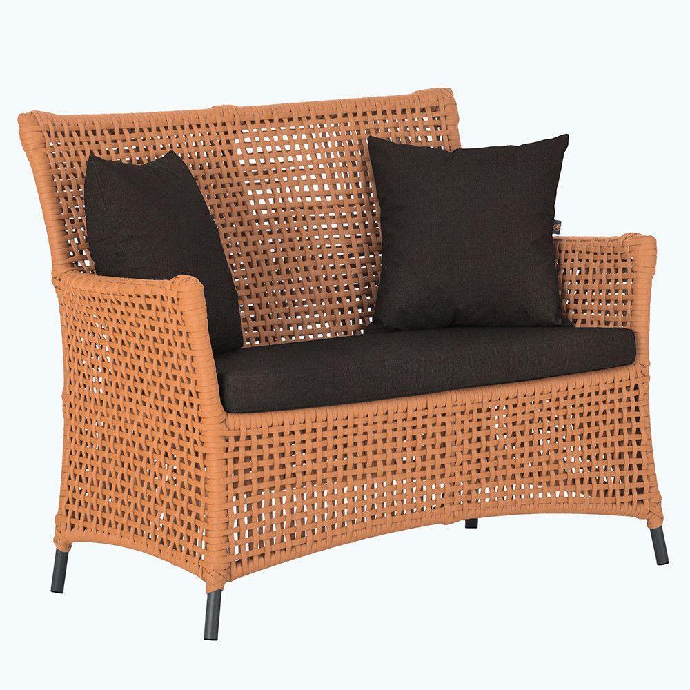 1 Sofá área Externa Igapó Alumínio Preta Corda Náutica E9 Terra Cota - 1