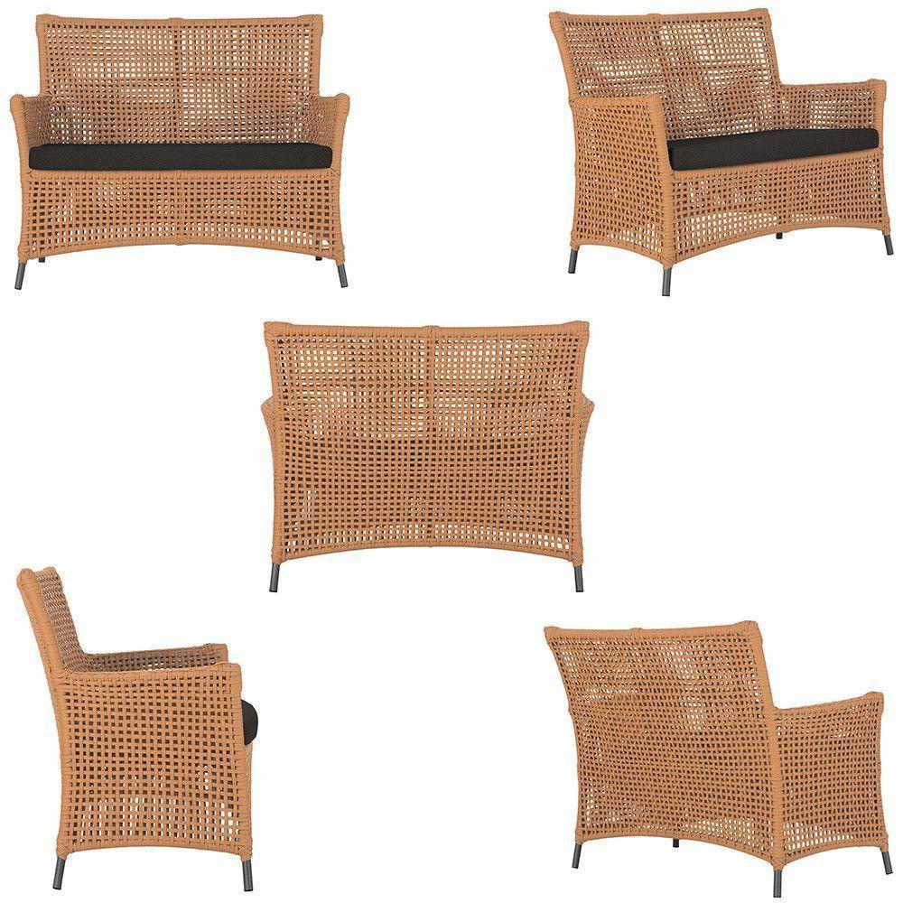 1 Sofá área Externa Igapó Alumínio Preta Corda Náutica E9 Terra Cota - 3