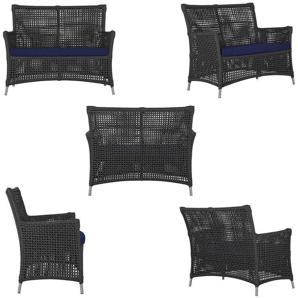 2 Sofás área Externa Igapó Alumínio Fendi Corda Náutica E10 Preto - 3