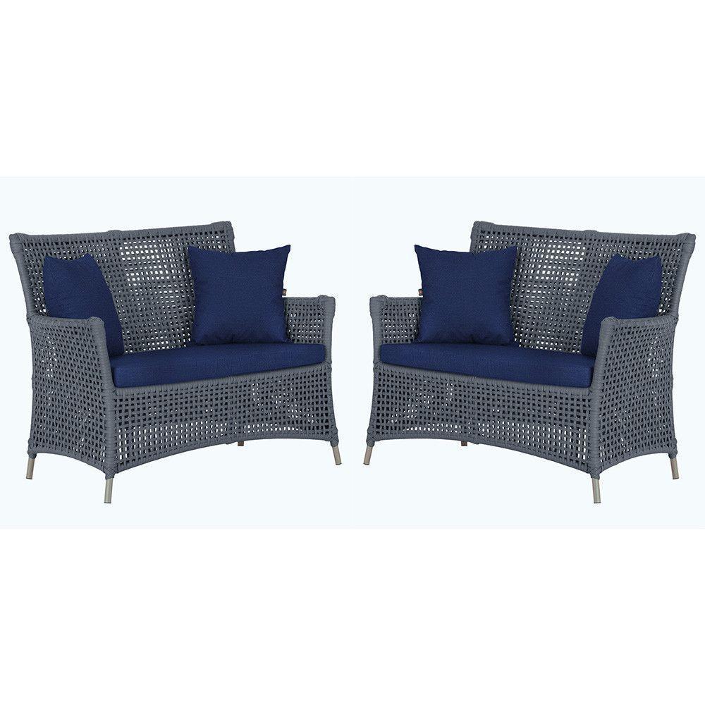 2 Sofás área Externa Igapó Alumínio Fendi Corda Náutica E10 Prata - 1