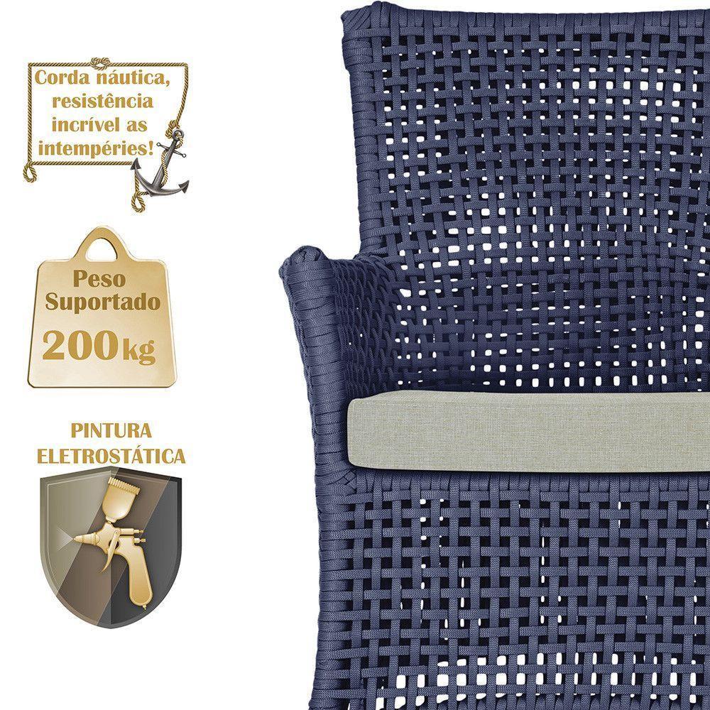 2 Sofás área Externa Igapó Alumínio Fendi Corda Náutica E3 Azul - 4