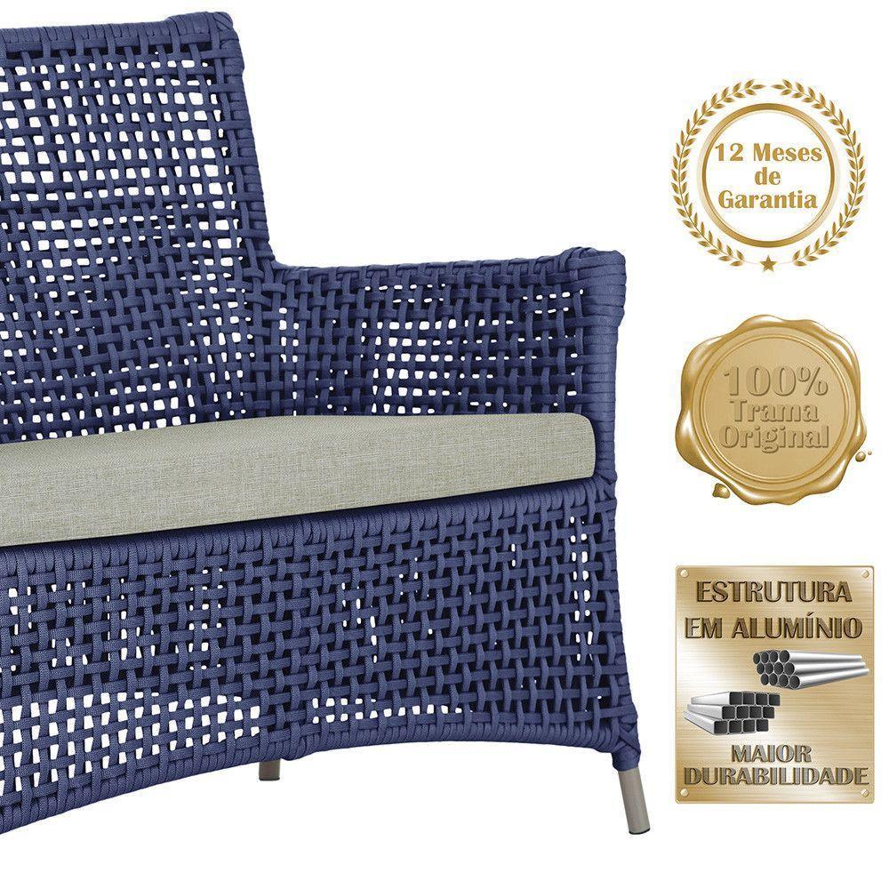 2 Sofás área Externa Igapó Alumínio Fendi Corda Náutica E3 Azul - 5