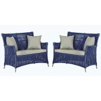 2 Sofás área Externa Igapó Alumínio Fendi Corda Náutica E3 Azul - 1