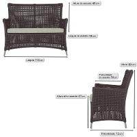 2 Sofás área Externa Igapó Alumínio Fendi Corda Náutica E3 Marrom - 6