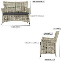 1 Sofá área Externa Igapó Alumínio Marrom Corda Náutica E11 Rami - 6