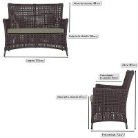 1 Sofá área Externa Igapó Alumínio Preta Corda Náutica E8 Marrom - 5