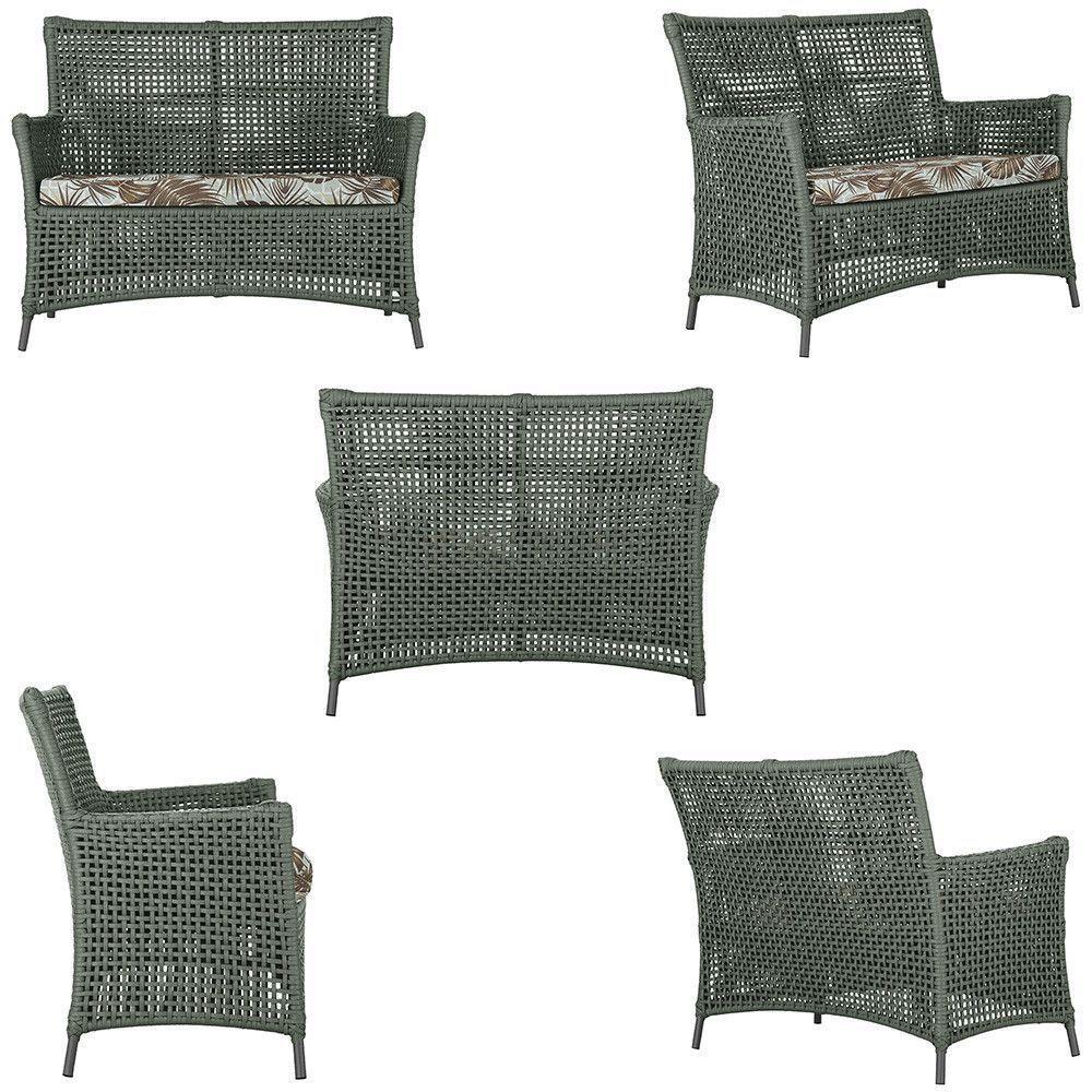 1 Sofá área Externa Igapó Alumínio Preta Corda Náutica E6 Verde - 2