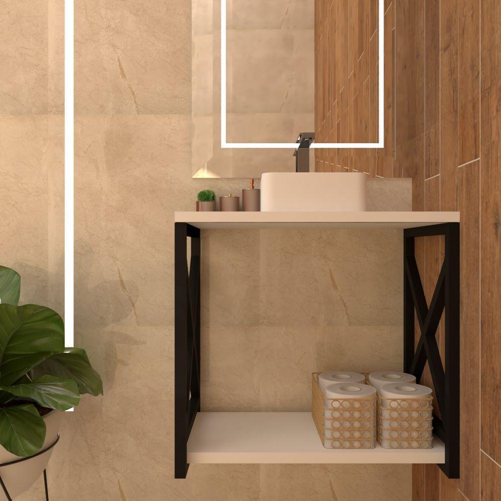 Gabinete Para Banheiro Mdf Branco Não Enferruja - 5