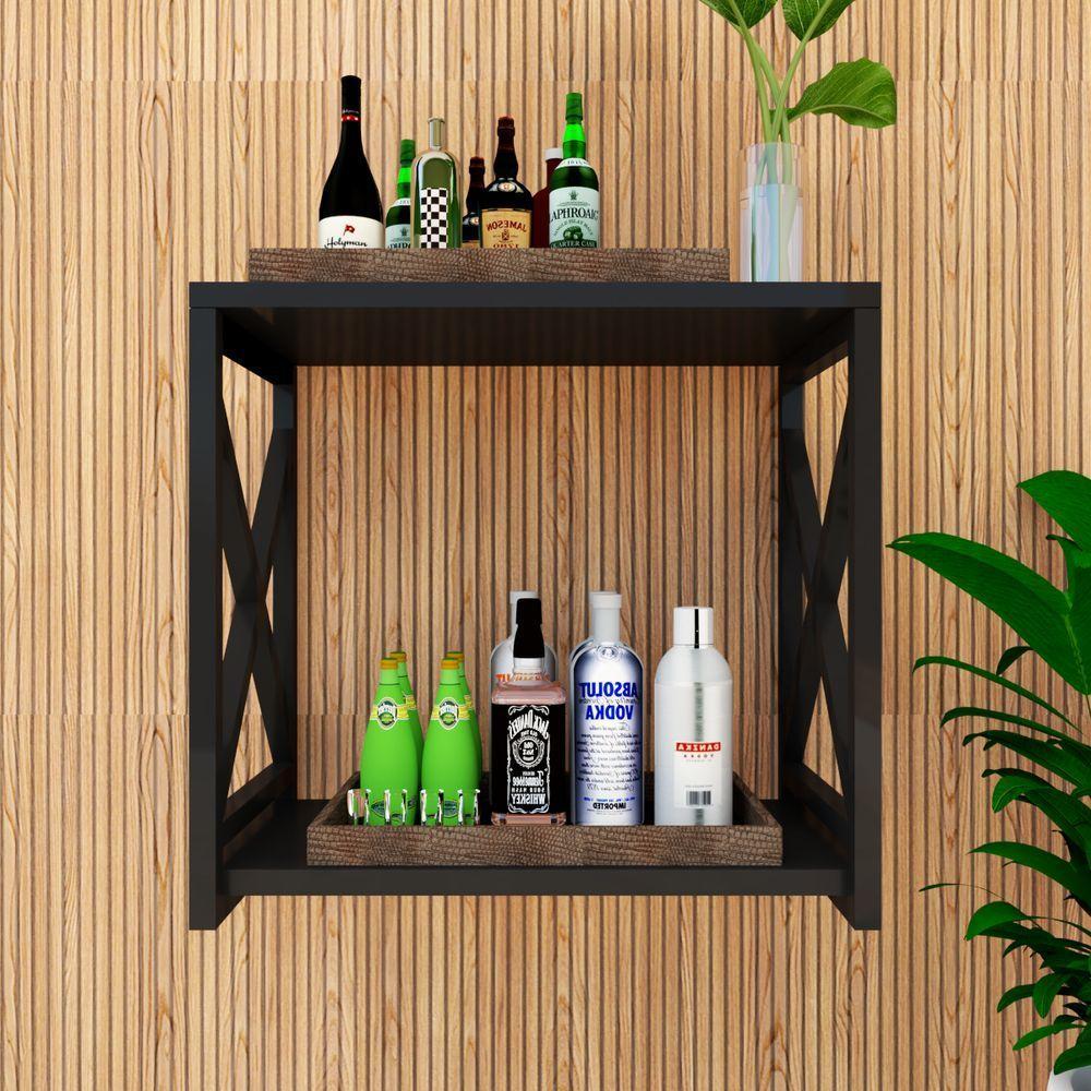 Adega Bar Industrial Para Bebidas Prateleira Dupla Mdf Preto - 5