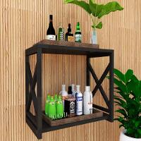 Adega Bar Industrial Para Bebidas Prateleira Dupla Mdf Preto - 2