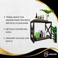 Adega Bar Industrial Para Bebidas Prateleira Dupla Mdf Preto - 3