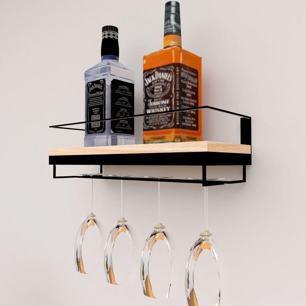 Adega Bar Bebida Com Porta Taça 45cm Pinus Amadeirado - 2