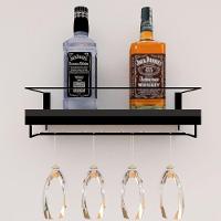 Adega Bar Bebida Com Porta Taça 50cm Preto - 2