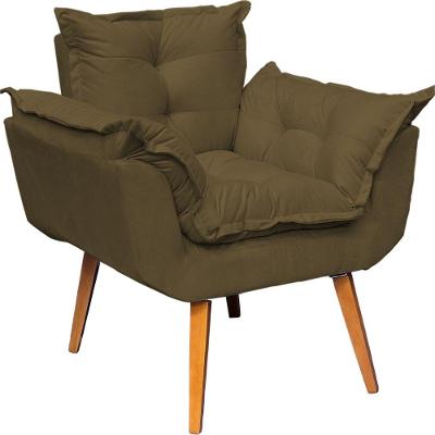 Poltrona Decorativa Alice Pé Trapézio 30cm Castanho - Marrom Suede