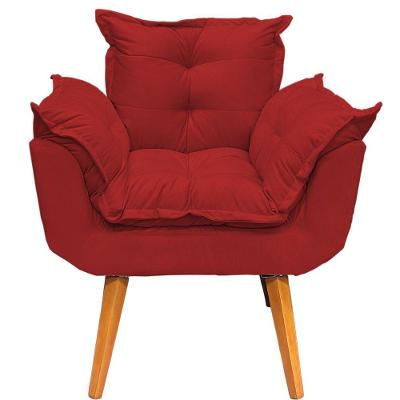 Poltrona Decorativa Alice Pé Trapézio 30cm Castanho - Bordô Suede