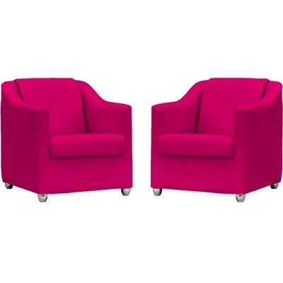 Kit 2 Poltronas Mila Para Sala Corino Rosa Pés Plástico Cromado Clique & Decore