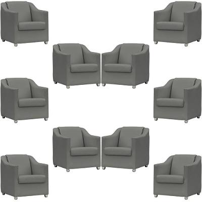 Kit 10 Poltronas Mila Corino Cinza Clique & Decore