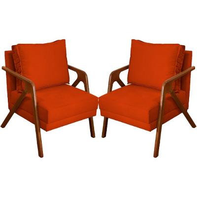 Kit 2 Poltronas Decorativas Shine Para Sala Suede Terracota Clique & Decore