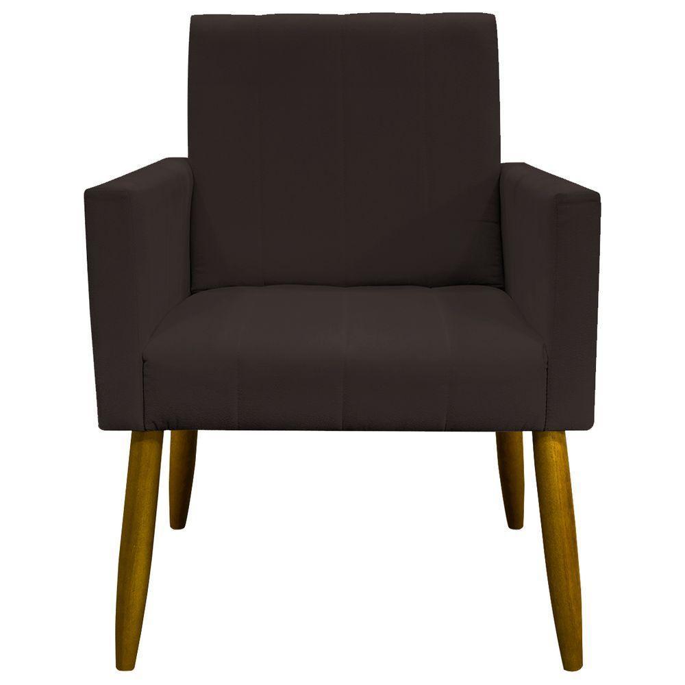 Kit 4 Poltronas Decorativas Mari Suede Pé Palito Castanho - Marrom Suede - 6