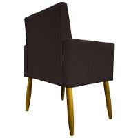 Kit 4 Poltronas Decorativas Mari Suede Pé Palito Castanho - Marrom Suede