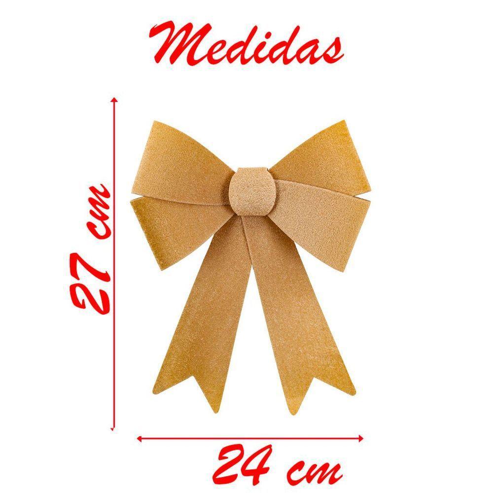 Kit 10 Enfeites árvore Natal Laço Dourado Veludo 27cm - 2