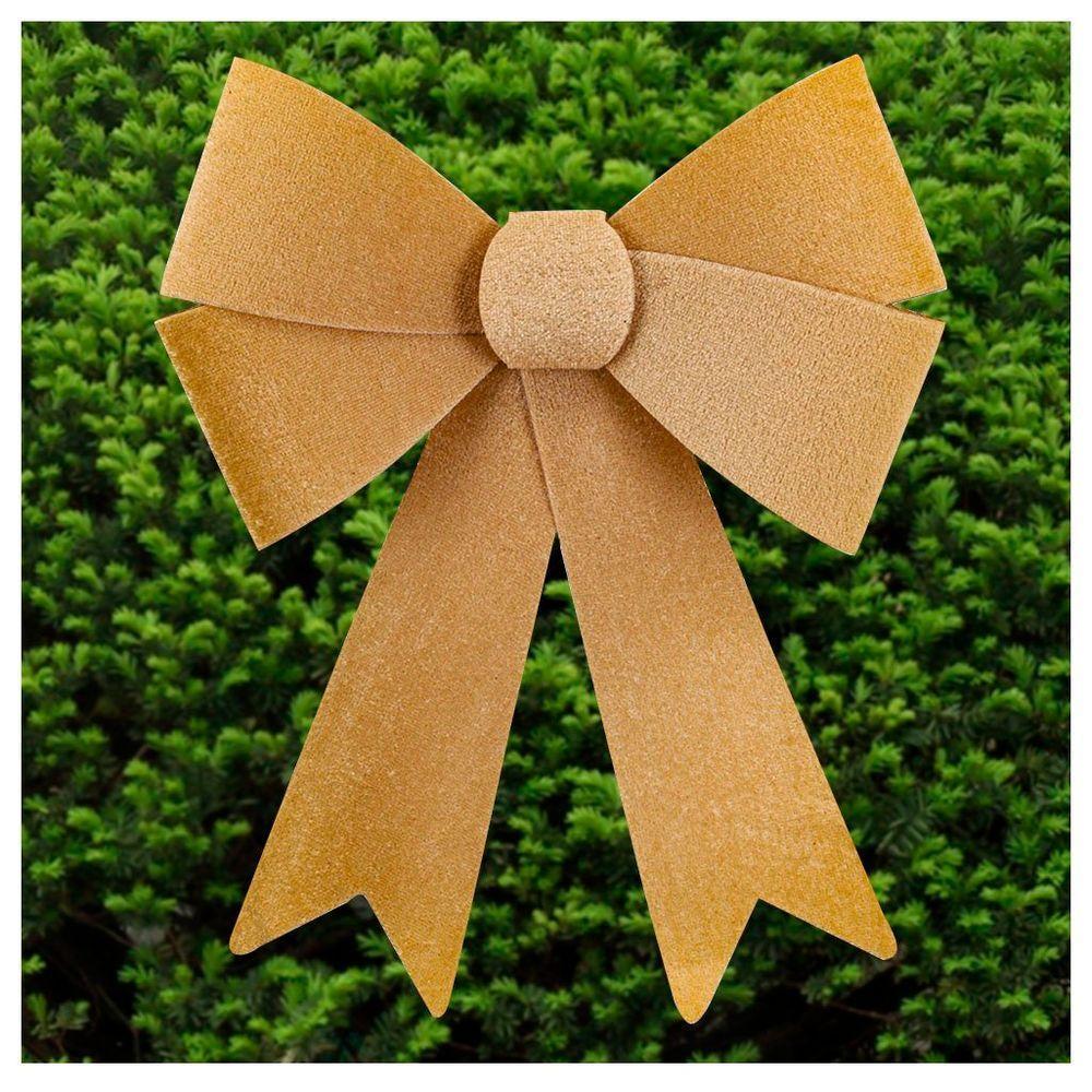 Kit 12 Enfeites árvore Natal Laço Dourado Veludo 27cm - 1