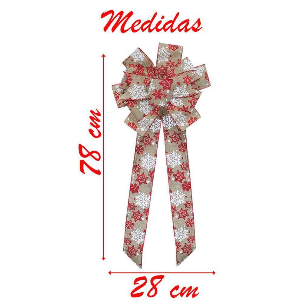 Kit 10 Enfeite árvore Natal Laço Decorado Flocos De Neve 78 Cm - 2