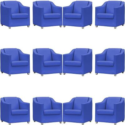 Kit 12 Poltronas Mila Corino Cores Pé De Plástico Cromado - Azul-royal Corino