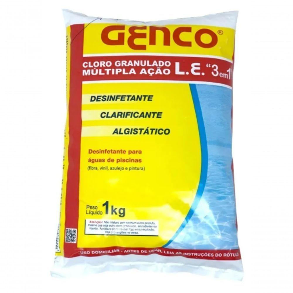 Cloro Granulado Para Piscina Múltipla Ação 3 Em 1 Genco 1 Kg - 1