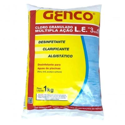 Cloro Granulado Para Piscina Múltipla Ação 3 Em 1 Genco 1 Kg